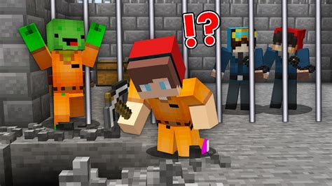 Jj And Mikey Escape Prison Through A Tunnel In Minecraft Jailbreak Maizen Nico And Cash Zoey