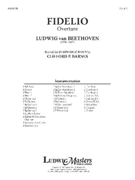 Fidelio Overture: Concert Band, Ensemble Works Conductor's Score ...