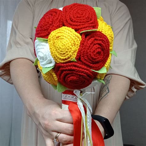 Crochet Bouquet Crochet Rose Wedding Bouquetflower Etsy