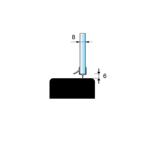 Douchestrip Met Lekdorpel En Korte Lip Voor 8 Mm Glas