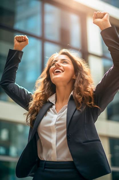 Feliz E Bem Sucedida Jovem Empres Ria Conceito De Carreira Feminina