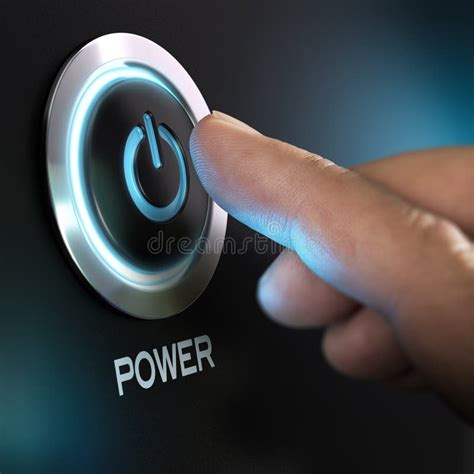 Finger Pressing Power Button On A Computer Stock Illustration