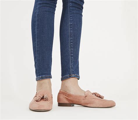 Office Retro Tassel Loafers Dusty Pink Suede Flat Shoes For Women