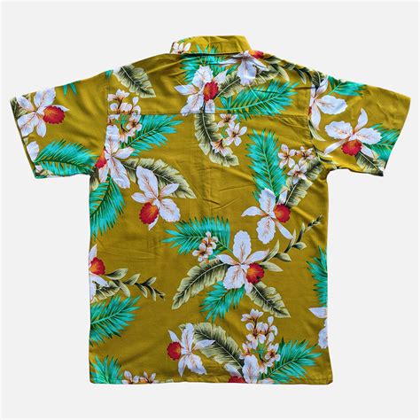 Baju Pantai Pria Tropis Kemeja Hawaiian Rocket Bali Ravenala Gold