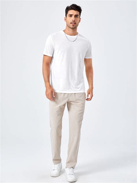 Manfinity Basics Hombres Pantalones algodón de cintura con cordón con