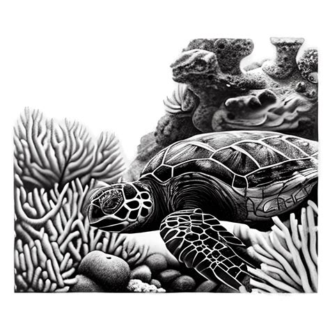 Sea Turtle And Coral Reefs · Creative Fabrica