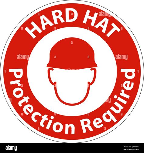 Danger Hard Hat Protection Required Sign On White Background Stock