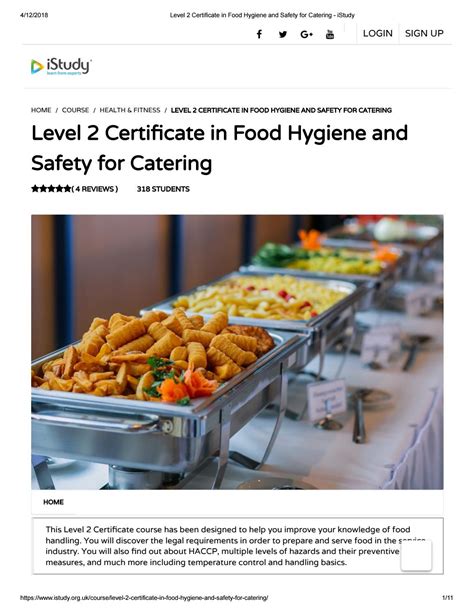 Level Certificate In Food Hygiene And Safety For Catering Istudy