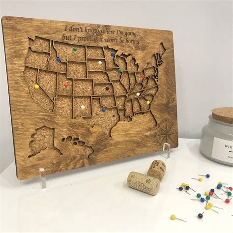 Wooden US Map Push Pin USA Map Travel Map Couple Gift Relationship Gift