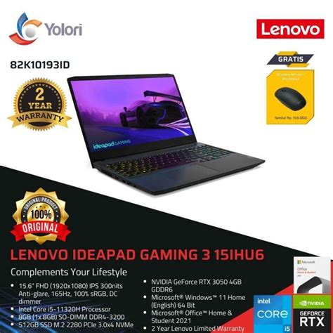 Jual Lenovo Ideapad Gaming Ihu I H Gb Gb Nvidia Rtx