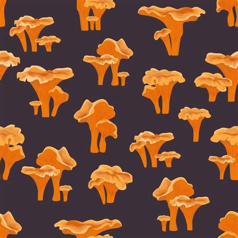 Premium Vector Seamless Pattern Chanterelle Mushrooms On A Blue