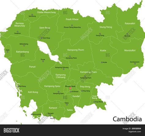 Cambodia Map Provinces Image And Photo Free Trial Bigstock