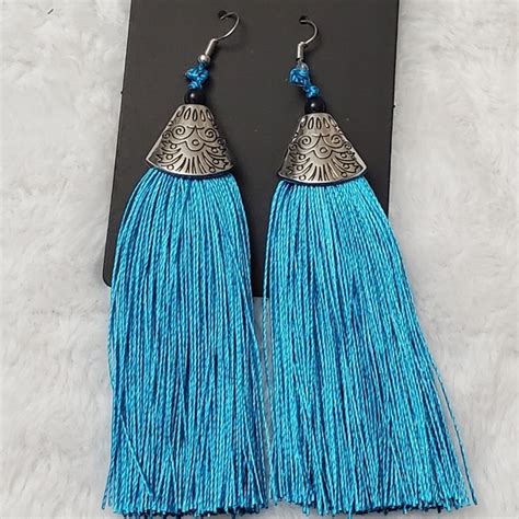 Jewelry Blue Fringe Earrings Poshmark