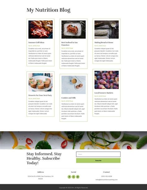 Get A Free Nutrition Coaching Layout Pack For Divi