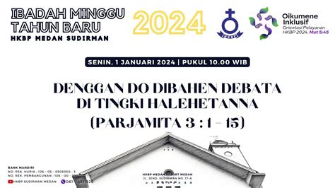 Live Ibadah Tahun Baru 2024 HKBP Medan Sudirman Senin 1 Januari 2024