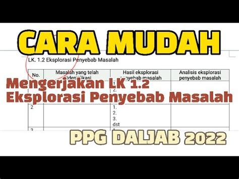 Cara Mudah Mengerjakan LK 1 2 Eksplorasi Penyebab Masalah PPG Daljab