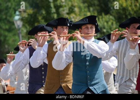 Usa Virginia Colonial Williamsburg Fife Drum Band Stock Photo