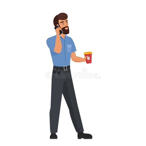 Policeman talking on phone stock illustration. Illustration of mobile ...