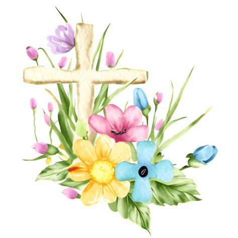 Spring Floral Cross Watercolor Clipart Creative Fabrica