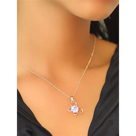 Buy Ayesha Butterfly Diamante Stud Gold Toned Mini Pendant Necklace Online