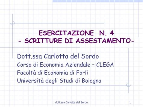 Ppt Esercitazione N Scritture Di Assestamento Powerpoint