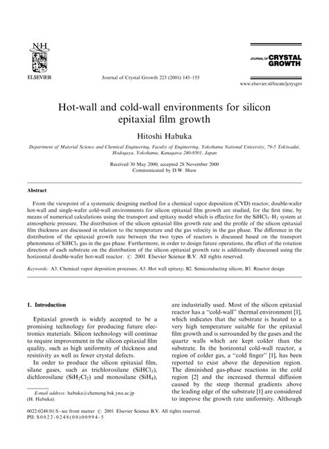 PDF Hot Wall And Cold Wall Environments For Silicon Epitaxial Film Growth