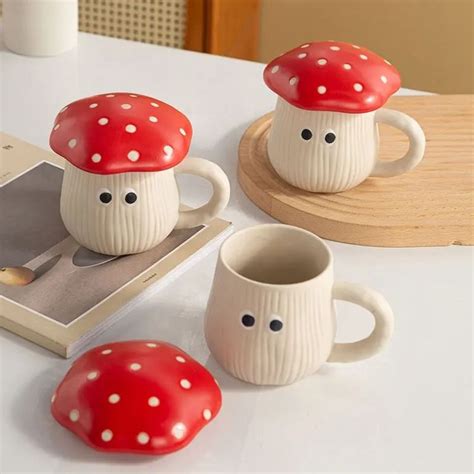 Mushroom Ceramic Mug With Lid Ceramics Ideas Pottery Diy Pottery