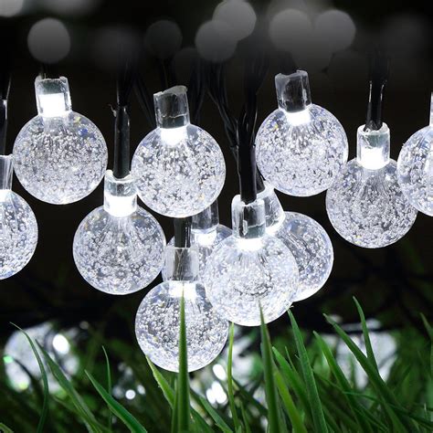 Solar String Lights Ft Led White Crystal Ball Waterproof Outdoor