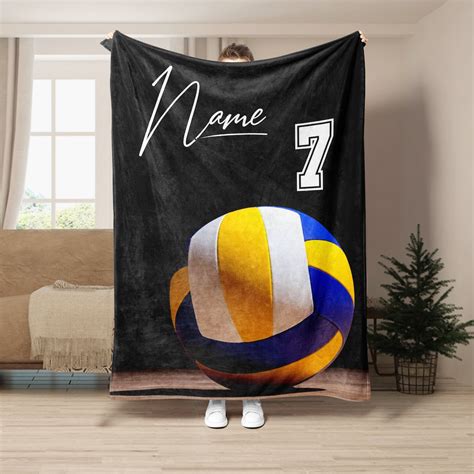 Personalized Volleyball Blanket Custom Name Number Soft Cozy Sherpa