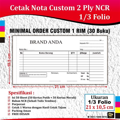 Jual Cetak Nota 2 Ply Ncr Ukuran 13 Folio Shopee Indonesia