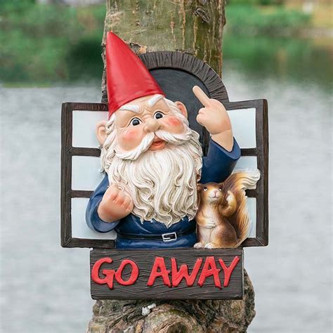 Funny Middle Finger Gnome Statue Garden Go Away Gnome Etsy