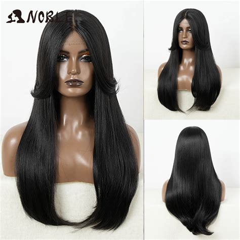 Perruque Lace Front Wig Synth Tique Lisse Pouces Noble Perruque Bob