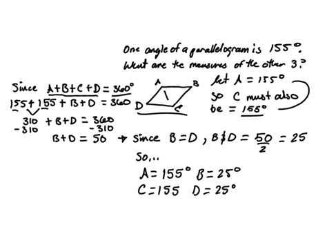 Solved A Parallelogram Has One Angle That Measures What Are The