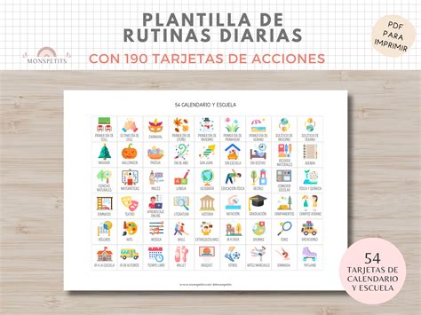 Plantilla Tareas Diarias Rutinas Niños Organización Planificador