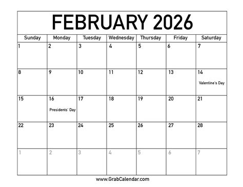 February 2026 Calendar How Many Days? | Calendar Printable