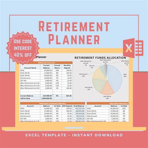 Excel Retirement Calculator Etsy