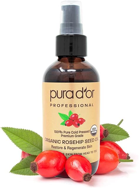 PURA D OR Organic Rosehip Seed Oil 4oz 118 Ml 100 Pure Cold