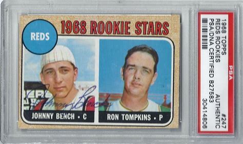 Lot Detail - Johnny Bench Signed 1968 Topps Rookie Card (PSA/DNA ...