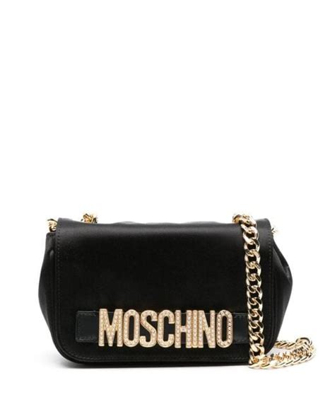 Moschino Logo Lettering Satin Crossbody Bag In Black Lyst