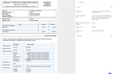 Construction Invoice | Construction company, Invoicing, Construction