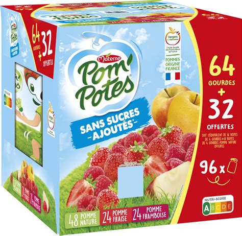 POM POTES Compote Gourdes Sans Sucres Ajoutés Pomme Pomme Fraise