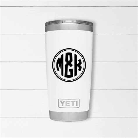 Framed Circle Monogram Initials Decal Yeti Tumbler Etsy