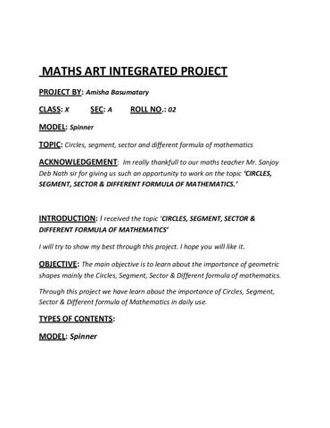 Maths Art Integrated Project