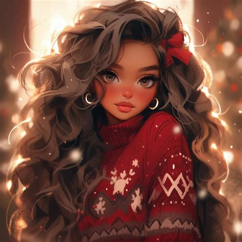 Premium Photo Anime Girl With Long Hair Wearing A Red Sweater And A