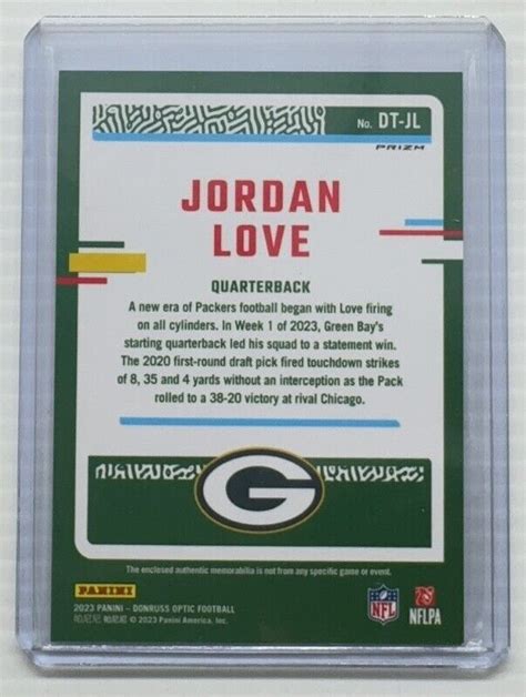 2023 Donruss Optic Jordan Love Threads Blue Hyper Jersey Relic DT JL