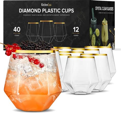 40 Pack Diamond Wine Glasses 12 Oz Elegant And Unbreakable