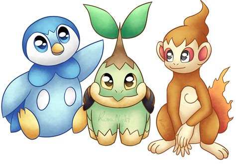 Sinnoh Starters By Koranight On Deviantart