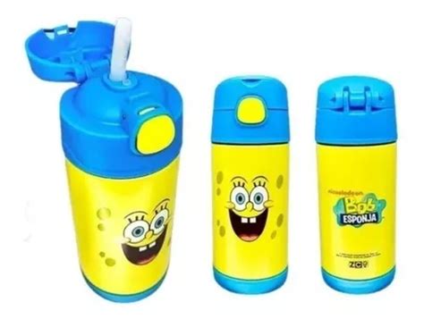 Garrafa T Rmica Bob Esponja Infantil Click Canudo Lan Amento Frete Gr Tis