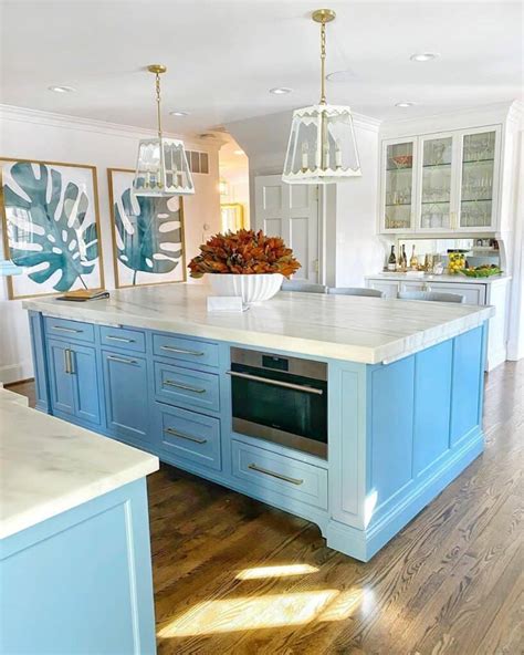 Powder Blue Kitchen Island With Hutch - Soul & Lane