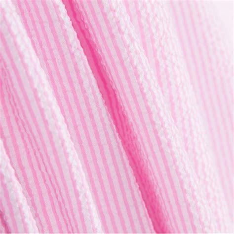 Pink Striped Seersucker Gingham Fabric Ref Te Etsy